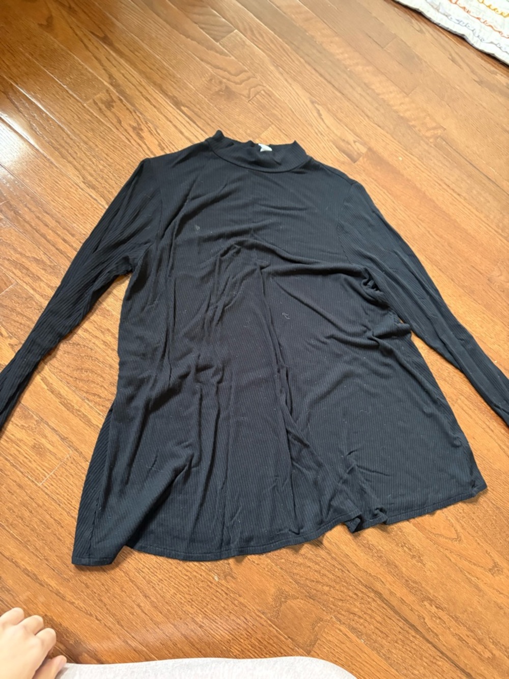 Maternity Black Long-Sleeve Ribbed Mock Neck Top